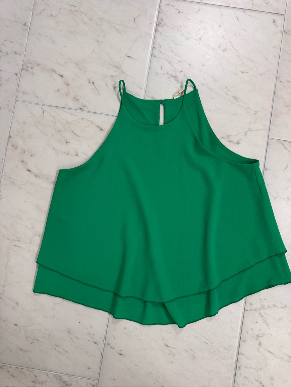 Women’s Green Layered Halter Tank Top TYCHE   Boutique medium